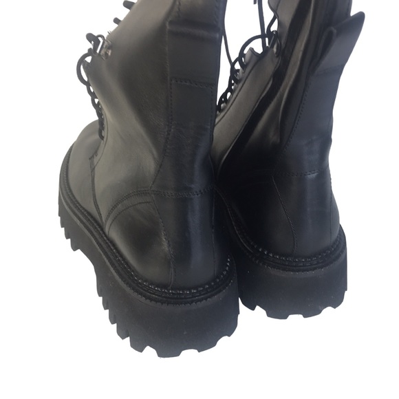 NWOB Free People Miller Black Leather Lace Up Combat Boots size 39/9 - Picture 8 of 10